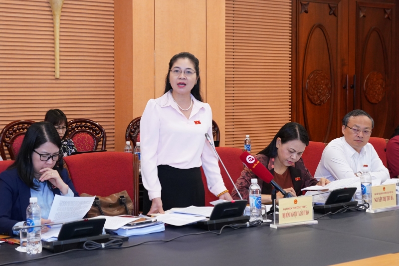 Ủy viên thường trực Hội đồng Dân tộc Leo Thị Lịch tham gia thảo luận