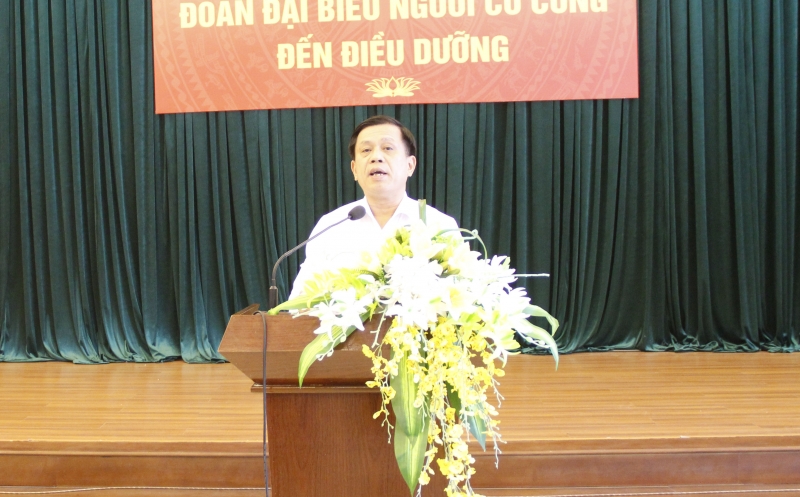 Thứ trưởng Bộ LĐ-TB&XH Nguyễn Bá Hoan phát biểu tại buổi tiếp đoàn đại biểu người có công tiêu biểu tại TP Đà Nẵng.